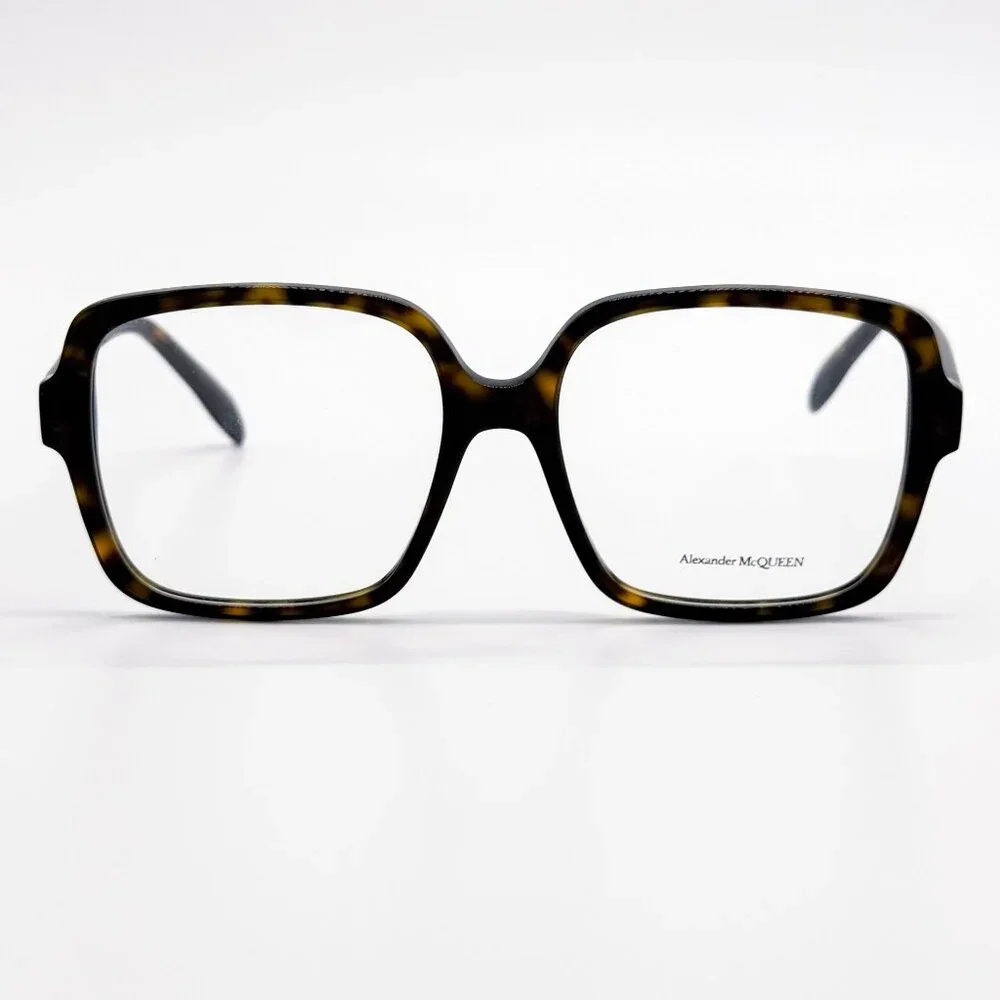 NEW ALEXANDER MCQUEEN EYEGLASSES AM0286O 002 SQUARE HAVANA WOMEN EYEWEAR